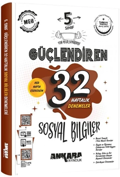 Ankara 2025 5. Sınıf Sosyal Güçlendiren 32 Haftalık Deneme Güncel Müfredat ürün görseli 1