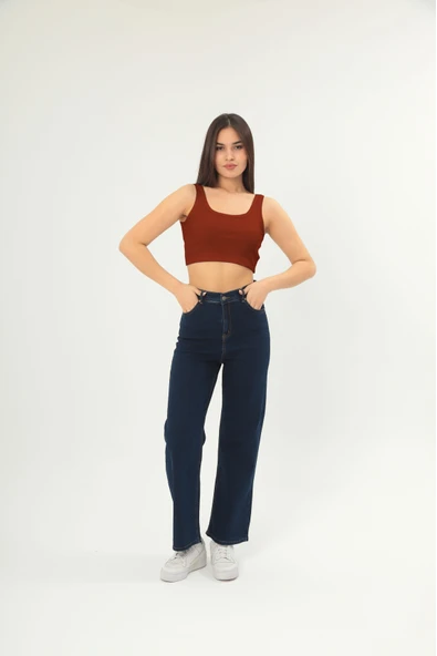 Fitilli Görünümlü Askılı Kalın Esnek Örme basıc crop ürün görseli 1