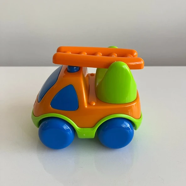 Turuncu Yeşil Küçük İtfaiye Arabası | Merdivenli Araba | 11x10 Cm | Mavi Su Dünyası ürün görseli 1