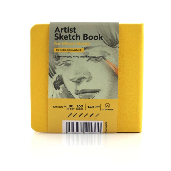 Tigertint Sert Kapak Eskiz Defteri 140 g 12x12 cm 80 Yaprak Sari 100140125 ürün görseli 1
