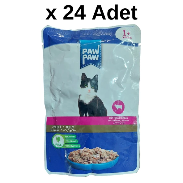 Paw Paw Jöle İçinde Biftekli Yaş Kedi Maması 85 gr x 24 Adet ürün görseli 1