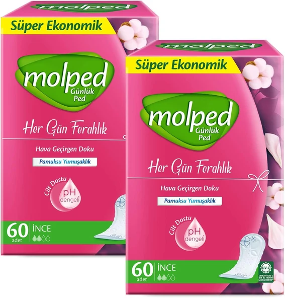 Molped Her Gün Ferahlık İnce Günlük Ped 60'lı 2 Adet ürün görseli 1