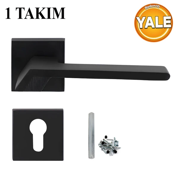 Güneş Yale Kapı Kolu Mat Siyah Sağa Sola Uygun Ön Arka Yale Dış Kapısı 1 Takım ürün görseli 1