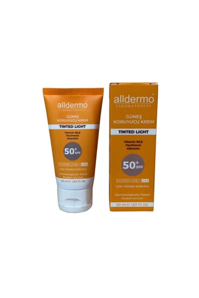 ALLDERMO Spf 50 Tinded Light Güneş Koruyucu Krem 50 ml Tüp ürün görseli 1