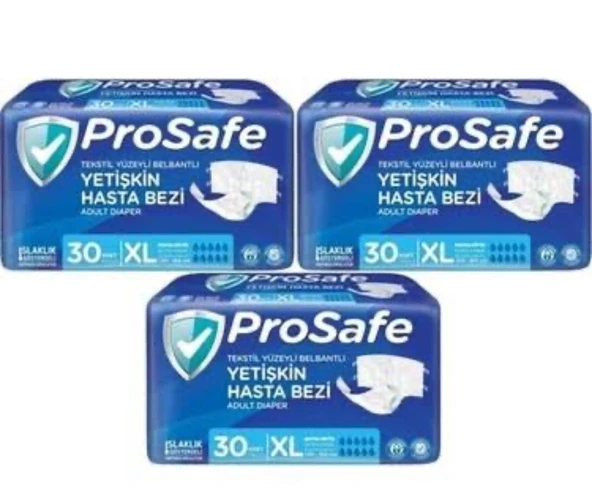 Prosafe Belbantlı Ekstra Büyük Boy XL 30'lu 3 Adet Hasta Bezi ürün görseli 1