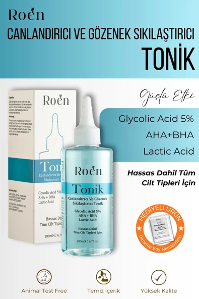 Tonik, Komedon Karşıtı Canlandırıcı, Gözenek Sıkılaştırıcı, Aha, Bha, Glikolik Asit %5 Tonik 200 ml ürün görseli 1