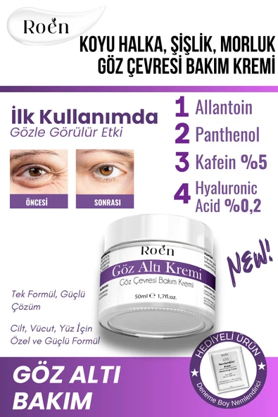 Göz Altı Morluk Kremi Kafein %5 Hyaluronic Acid %0,2 Koyu Halka, Şişlik ve Bakım Kremi 50ml ürün görseli 1