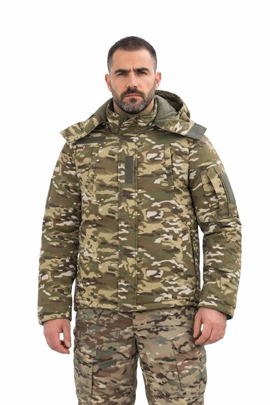Single Sword Su Geçirmez Kamuflaj Erkek Softshell Parka ürün görseli 1