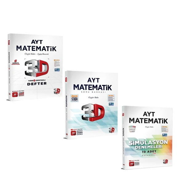 3D Yayınları AYT Matematik Video Ders Defteri Soru Bankası ve Deneme Seti 3 Kitap ürün görseli 1