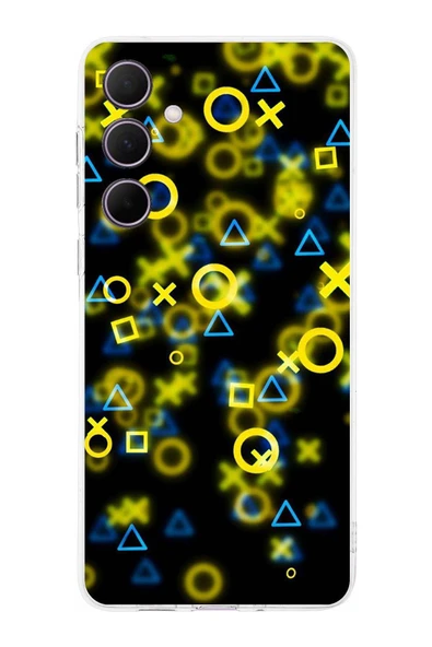 PrintiFy  Samsung Galaxy A36 ile Uyumlu Kamera Korumalı Semboller Tasarımlı Şeffaf Silikon Kılıf ürün görseli 1