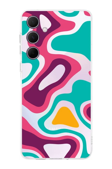 PrintiFy  Samsung Galaxy A56 ile Uyumlu Kamera Korumalı Renkli Desen Tasarımlı Şeffaf Silikon Kılıf ürün görseli 1