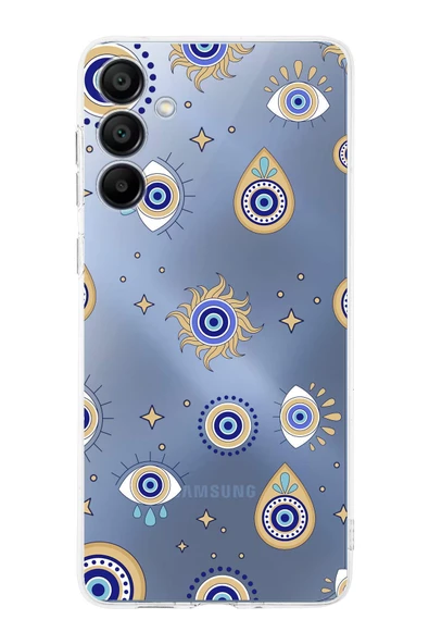PrintiFy  Galaxy  A16 ile Uyumlu Nazar Boncuğu 5  Kamera Korumalı Şeffaf Silikon Kılıf ürün görseli 1