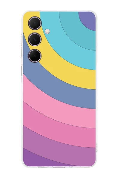 PrintiFy  Samsung Galaxy A56 ile Uyumlu Kamera Korumalı Renk Cümbüşü B Tasarımlı Şeffaf Kılıf ürün görseli 1