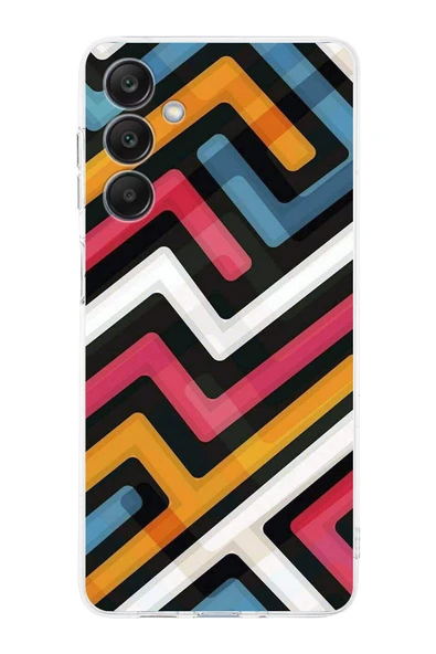 PrintiFy  Galaxy A26 ile Uyumlu Kamera Korumalı Labirent Grafiti Tasarımlı Şeffaf Kılıf ürün görseli 1