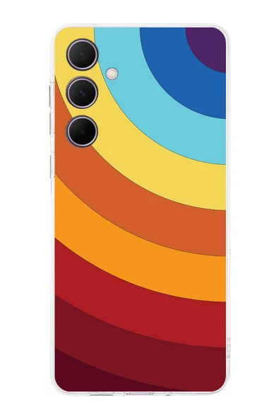 PrintiFy  Samsung Galaxy A36 ile Uyumlu Kamera Korumalı Renk Cümbüşü A Tasarımlı Şeffaf Kılıf ürün görseli 1