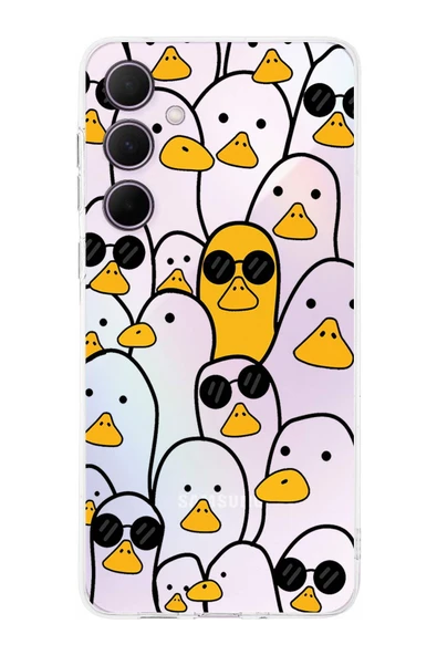 PrintiFy  Samsung Galaxy A36 ile Uyumlu Kamera Korumalı Duck Tasarımlı Şeffaf  Silikon Kılıf ürün görseli 1