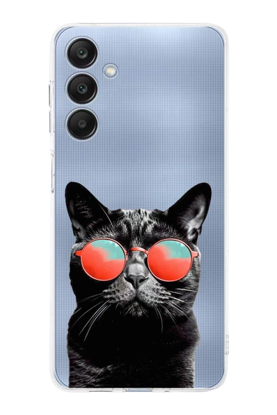 PrintiFy  Galaxy A26 ile Uyumlu Kedi 3 Kamera Korumalı Şeffaf Kılıf ürün görseli 1