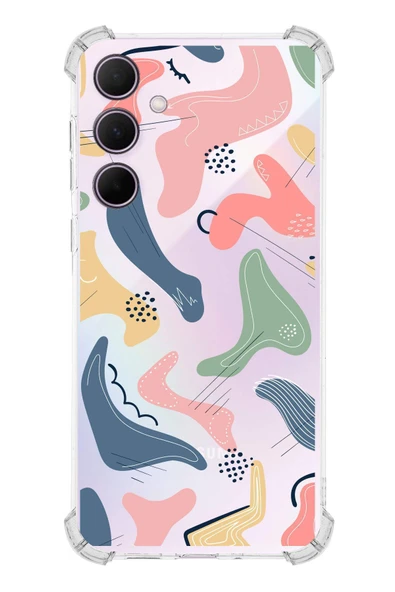 PrintiFy  Samsung Galaxy A56 ile Uyumlu Kamera Korumalı Abstract Tasarımlı Şeffaf  Silikon Kılıf ürün görseli 1