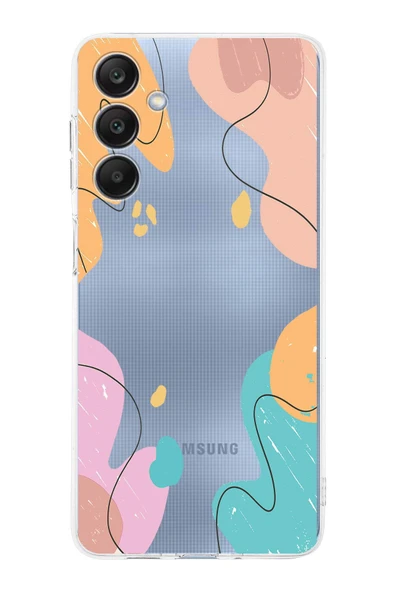 PrintiFy  Samsung Galaxy A26 ile Uyumlu Kamera Korumalı Karışık Renkler Tasarımlı Şeffaf Kılıf ürün görseli 1