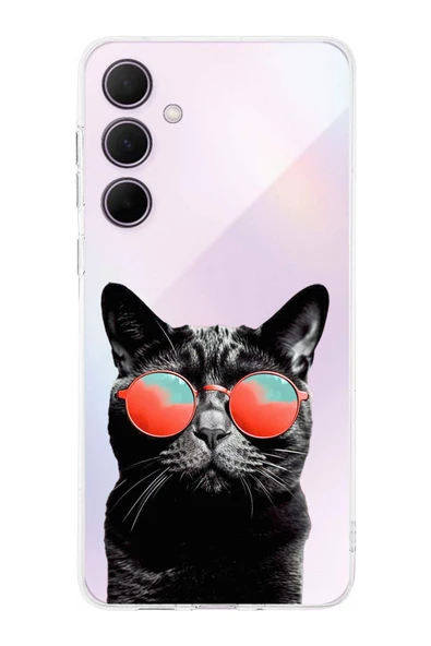 PrintiFy  Samsung Galaxy A36 İle Uyumlu Kedi 3 Kamera Korumalı Şeffaf Kılıf ürün görseli 1