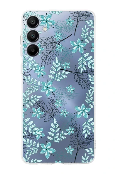 PrintiFy  Samsung Galaxy A16 Uyumlu Kamera Korumalı Floral Su Yeşili Tasarımlı Şeffaf Silikon Kılıf ürün görseli 1