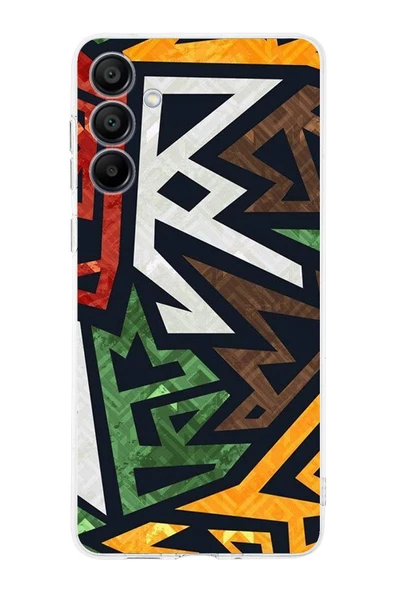 PrintiFy  Samsung Galaxy A16 Uyumlu Kamera Korumalı Soyut Grafiti Tasarımlı Şeffaf Silikon Kılıf ürün görseli 1
