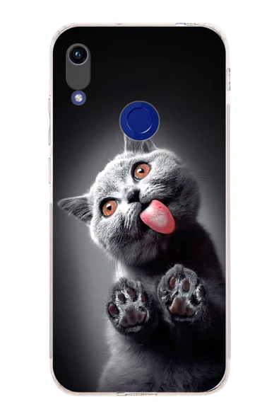 PrintiFy  Honor 8A ile Uyumlu Kedi 2 Kamera Korumalı Şeffaf Kılıf ürün görseli 1