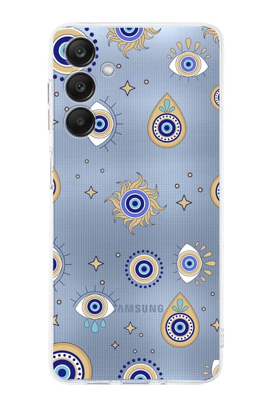 PrintiFy  Samsung Galaxy A26 İle Uyumlu Nazar Boncuğu 5kamera Korumalı Şeffaf Silikon Kılıf ürün görseli 1