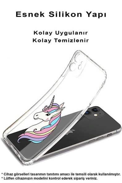 PrintiFy  Samsung Galaxy A16 Uyumlu Kamera Korumalı Unicorn Tasarımlı Şeffaf  Silikon Kılıf ürün görseli 1