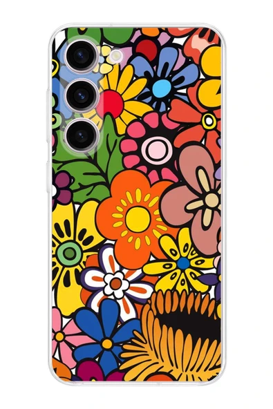 PrintiFy  Galaxy S24 FE ile Uyumlu 1mm Slim Fit Retro Colors 2 Baskılı Şeffaf  Kılıf ürün görseli 1
