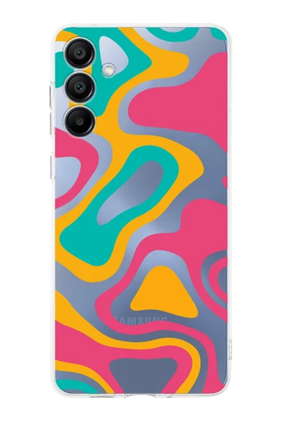 PrintiFy  Samsung Galaxy A16 Uyumlu Kamera Korumalı Renkli Desen Tasarımlı Şeffaf Silikon Kılıf ürün görseli 1