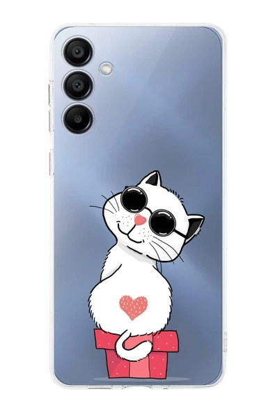PrintiFy  Samsung Galaxy A16 Uyumlu Kamera Korumalı Coolcat Tasarımlı Şeffaf  Silikon Kılıf ürün görseli 1