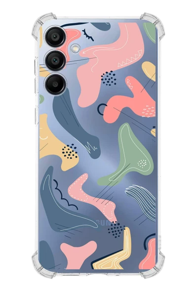 PrintiFy  Samsung Galaxy A16 Uyumlu Kamera Korumalı Abstract Tasarımlı Şeffaf Airbag Silikon Kılıf ürün görseli 1