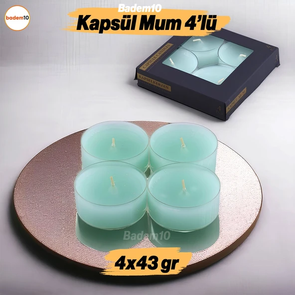Tealight Kapsül Mum 4x43 Gr Dekoratif Mumu Kandil Hediyelik Fitilli Mumluk Şamdan Mavi Renk Kokulu ürün görseli 1