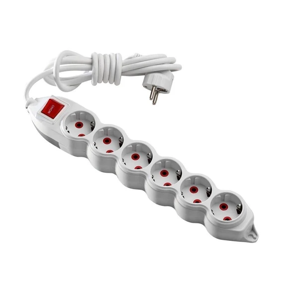 Mono 6 Lı Topraklı Anahtarlı 5 Metre Grup Priz ürün görseli 1