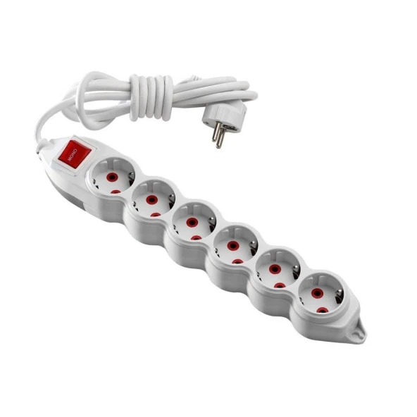 Mono 6 Lı Topraklı Anahtarlı 2 Metre Grup Priz ürün görseli 1