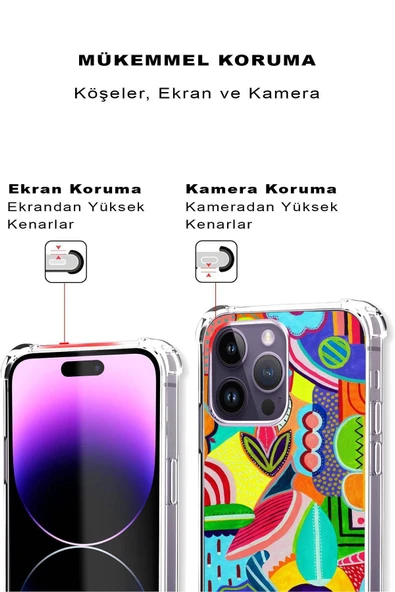 PrintiFy  Huawei Mate 10 Lite Uyumlu Retro Color 6 Baskılı Şeffaf Köşe Korumalı Antişok Kılıf ürün görseli 1