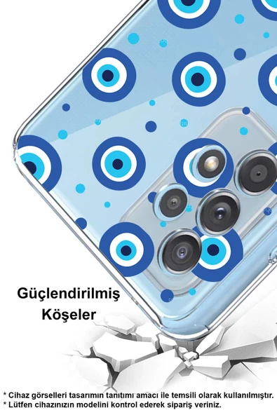 PrintiFy  Samsung Galaxy S21 ile Uyumlu Nazar Boncuğu 1 Baskılı Kamera Korumalı Şeffaf Silikon Kılıf ürün görseli 1