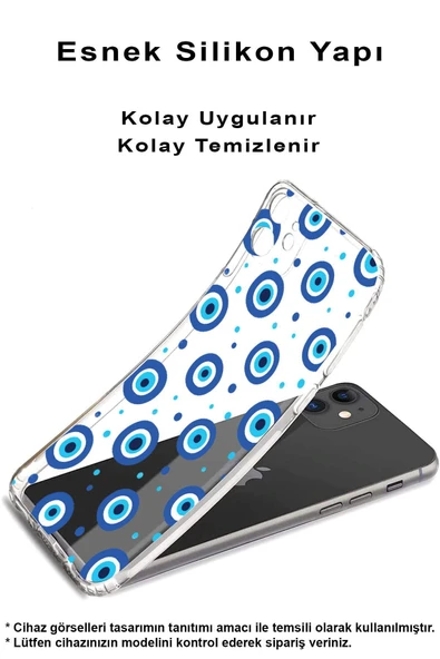 PrintiFy  Xiaomi Mi Note 10 Lite ile Uyumlu Nazar Boncuğu 1  Kamera Korumalı Şeffaf Silikon Kılıf ürün görseli 1