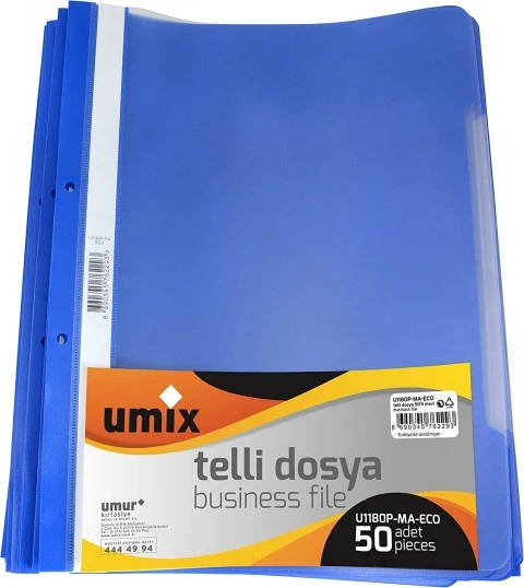 Umix Telli Plastik Dosya Mavi 50 Li 1 Paket ürün görseli 1