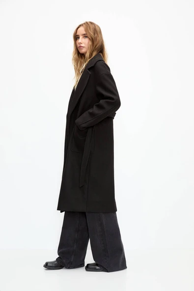 Pull & Bear Kemerli kaşe kaban - Resim 2
