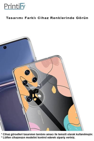 PrintiFy  Huawei Psmart 2019 Uyumlu Kamera Korumalı Karışık Renkler Tasarımlı Şeffaf Kılıf ürün görseli 1