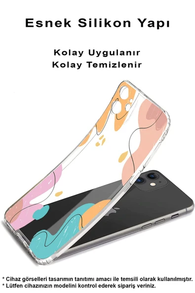 PrintiFy  Omix X500 Uyumlu Kamera Korumalı Karışık Renkler Tasarımlı Şeffaf Kılıf ürün görseli 1