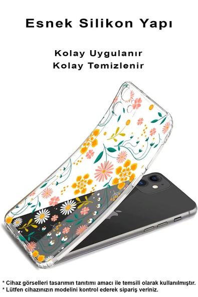 PrintiFy  Xiaomi Mi 13T Uyumlu Kamera Korumalı Çiçek Tasarımlı Şeffaf Kılıf ürün görseli 1