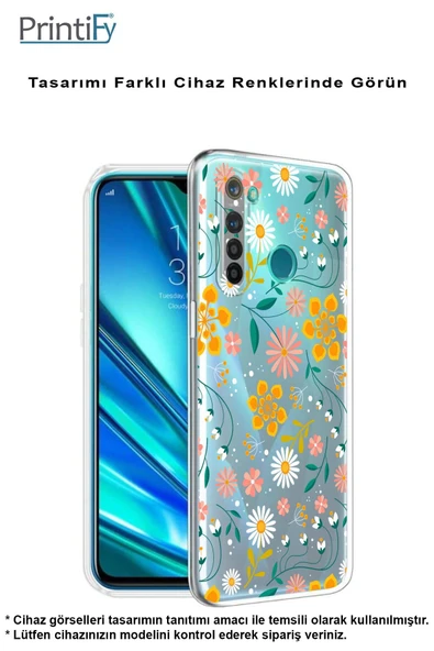 PrintiFy  General Mobile GM 22 Uyumlu Kamera Korumalı Çiçek Tasarımlı Şeffaf Kılıf ürün görseli 1
