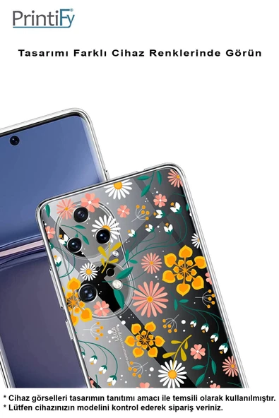 PrintiFy  Oppo AX7 Uyumlu Kamera Korumalı Çiçek Tasarımlı Şeffaf Kılıf ürün görseli 1