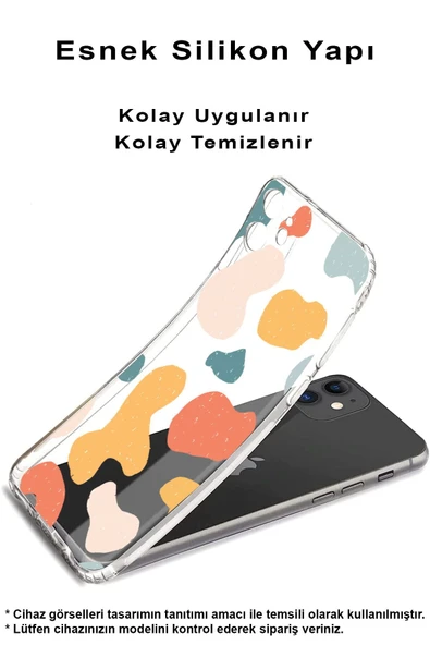 PrintiFy  Oppo A72 Uyumlu Kamera Korumalı Geometrik Şekiller Tasarımlı Şeffaf Kılıf ürün görseli 1