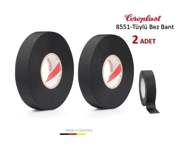 2 Adet Coroplast Tüylü Bez Bant 19mm X 15 Metre Ref:8551 ürün görseli 1