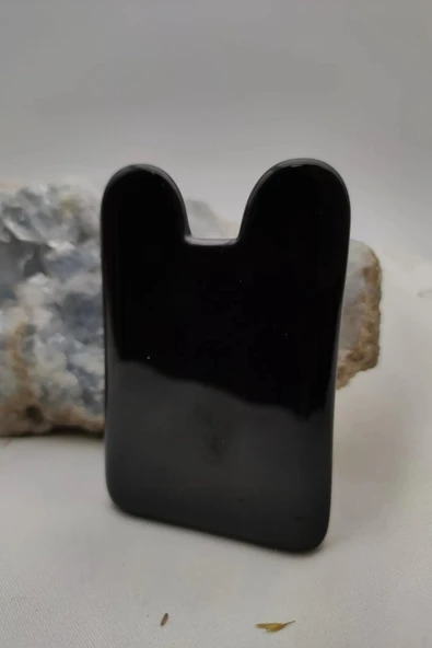 GÜMÜŞTEL EL SANATLARI Sertifikalı Siyah Onix Gua Sha Masaj Aleti ürün görseli 1