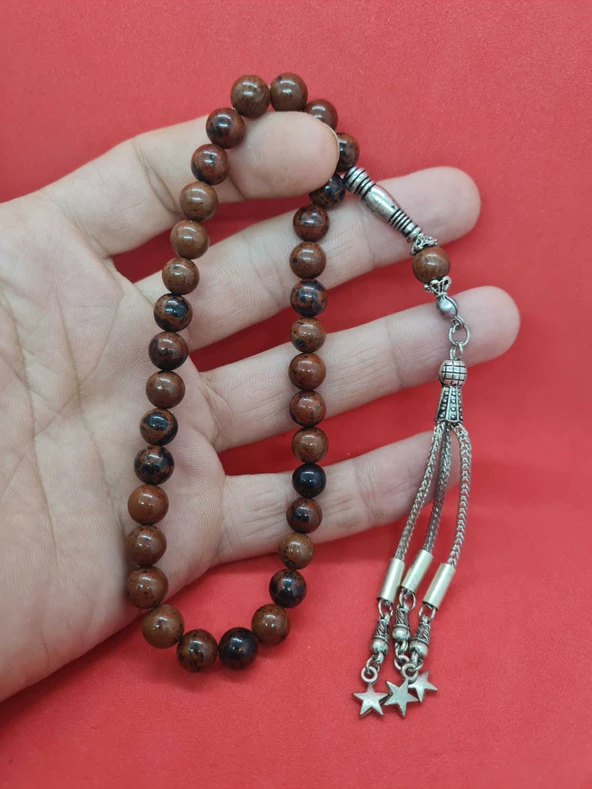 GÜMÜŞTEL EL SANATLARI Sertifikalı Doğal Obsidyen Doğal Taş Tesbih 8 Mm ürün görseli 1